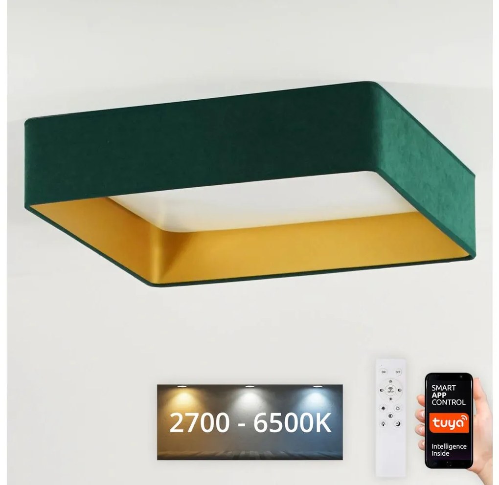 Brilagi-LED Dimmelhető VELVET SQUARE lámpatest LED/36W/230V Wi-Fi Tuya+távirányító zöld