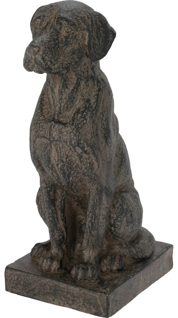 Ülő kutya kerti szobor, 30 x 20 x h. 47,5 cm, MGO