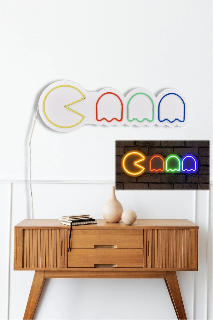 Műanyag LED-es fali dekoráció, Pacman - Multicolor