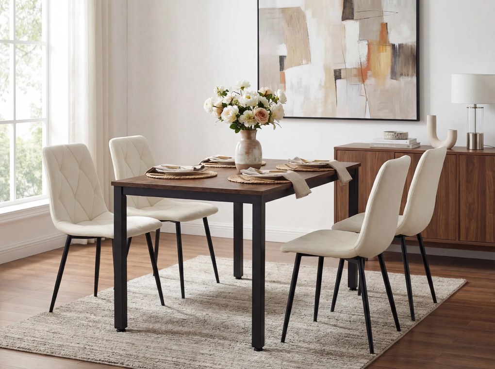 Krém étkezőszék LIBRA fekete lábakkal