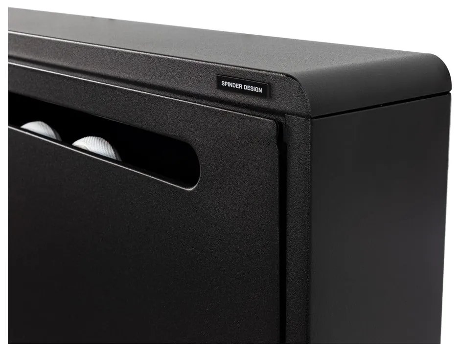 Fekete fém billenő ajtós-függő cipőtartó 75x38x13 cm Mario – Spinder Design