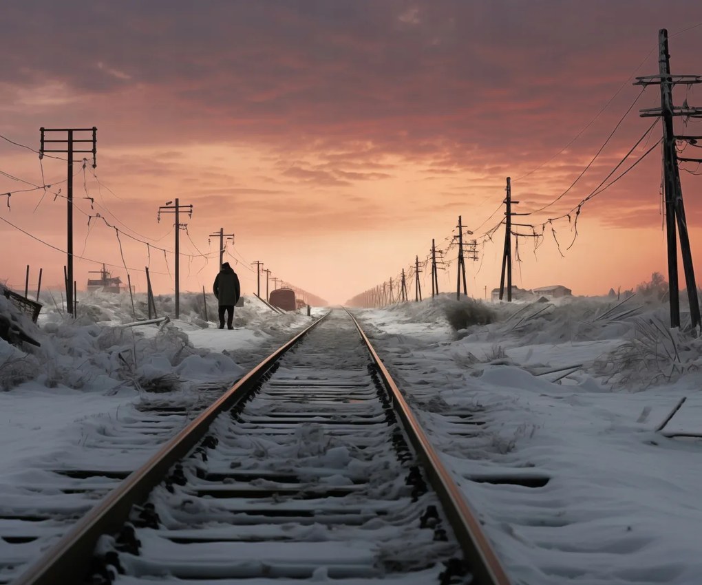 Poszter 60x50cm Téli alkonyat utazója