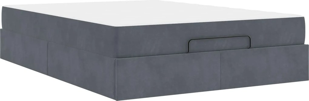 vidaXL Ágykeret matraccal matracmal 2 pcs Homályos Szürke Bársony