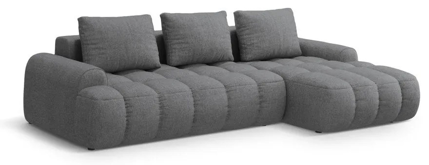 Szürke kinyitható-tárolóhelyes sarokkanapé (jobb oldali-heverő résszel) Linz – Cosmopolitan Design