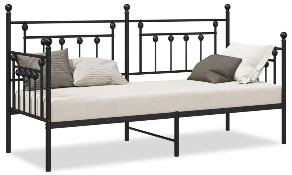 Nappaliágy Keret Fekete 75x190 cm Acél