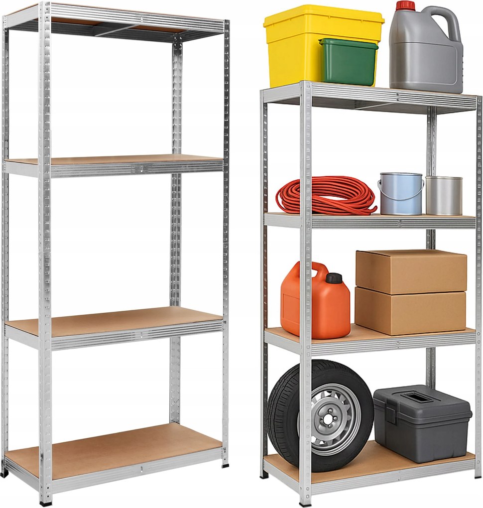 Tárolószekrény 4 szintes 174x80x40 150 kg Ezüst Polc Állvány