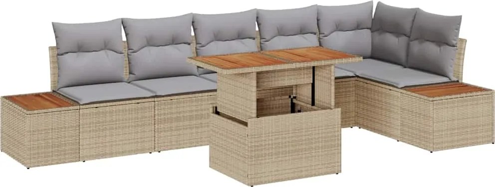 vidaXL Kert étkező szett párnával 7 pcs Barna és szürke