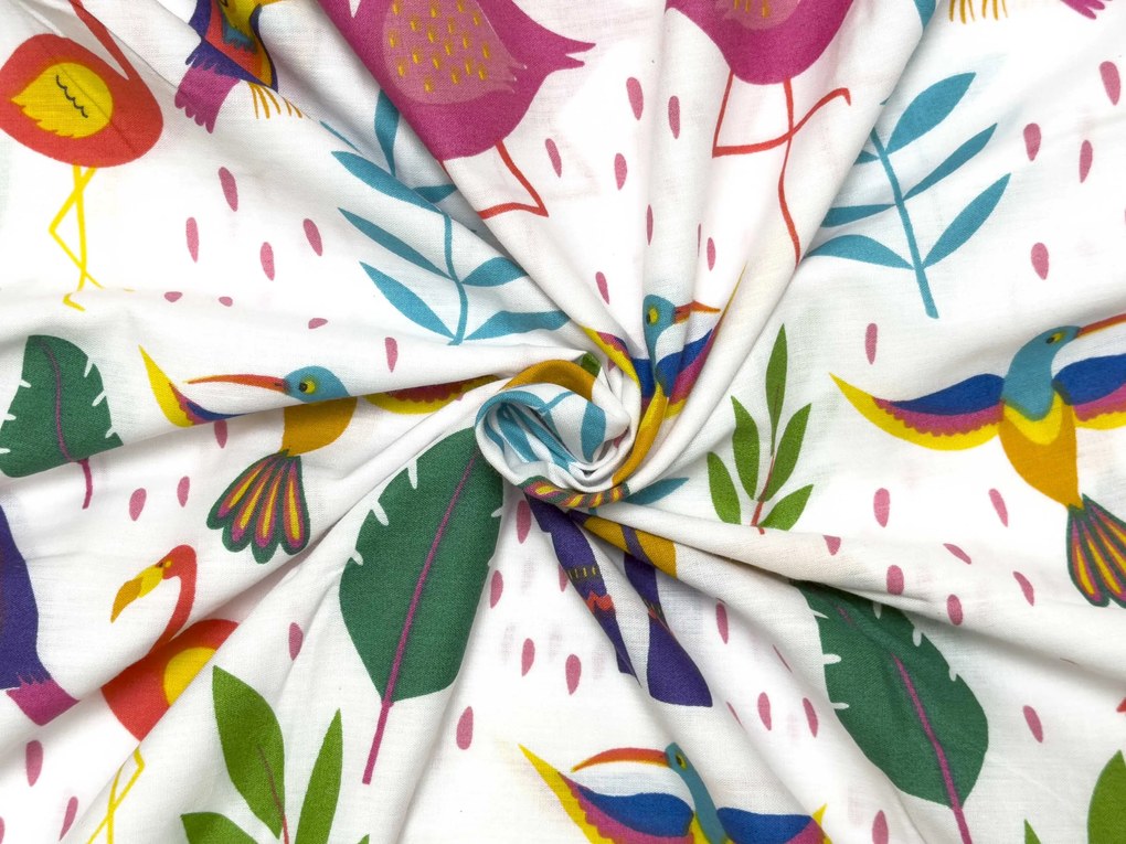 Pamut ágynemű kiságyba TROPICAL FLAMINGO fehér Ágyneműhuzat mérete: 45 x 65 cm | 90 x 135 cm