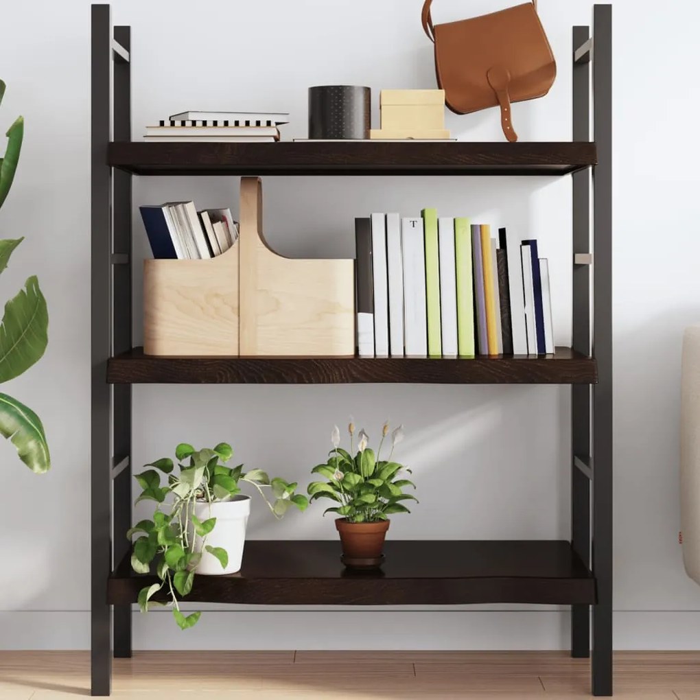 sötétbarna kezelt tömör tölgyfa fali polc 80x50x(2-6) cm
