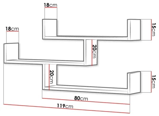 Fali polc TRIO 55x119 cm wotan tölgy