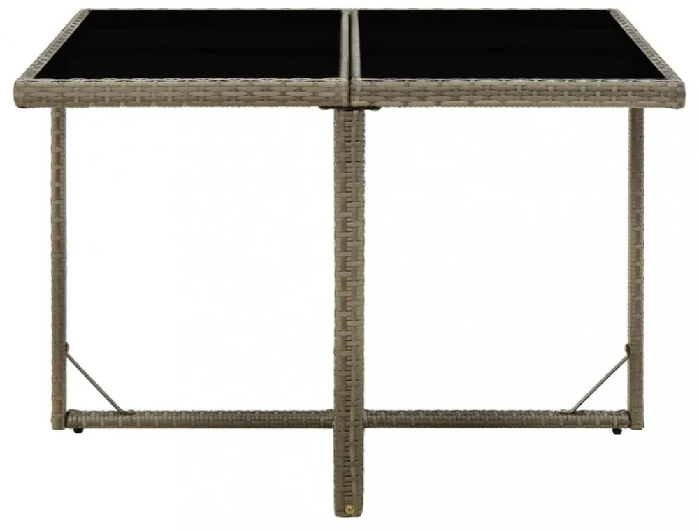 szürke polyrattan és üveg kerti asztal 109 x 107 x 74 cm