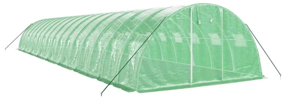 zöld acélvázas melegház 64 m² 16 x 4 x 2 m