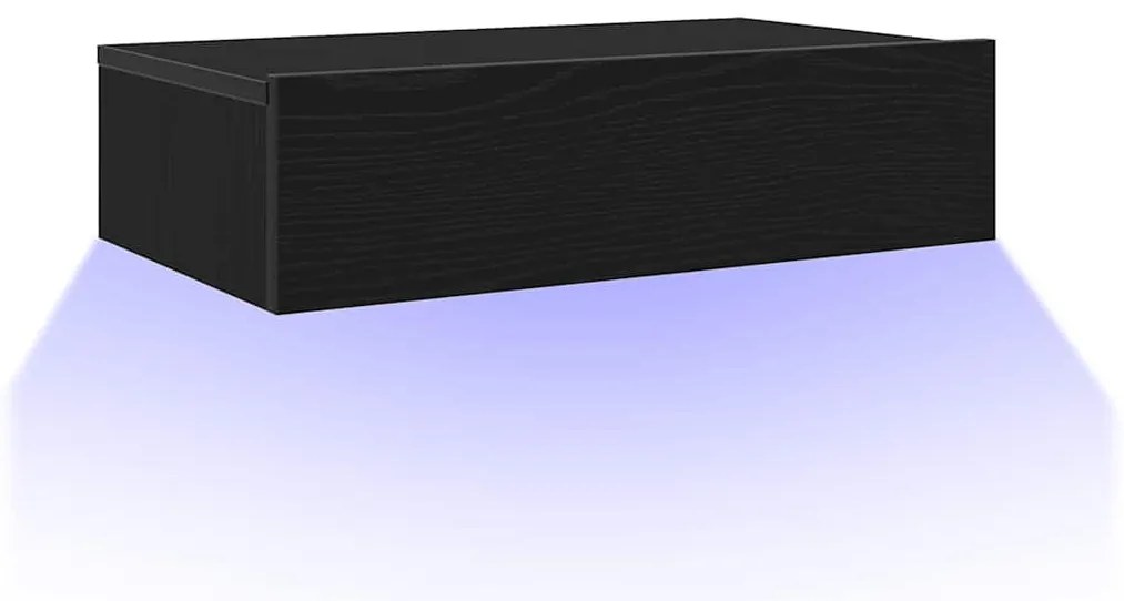 fekete tölgyfa TV-szekrény LED lámpákkal 60 x 35 x 15,5 cm