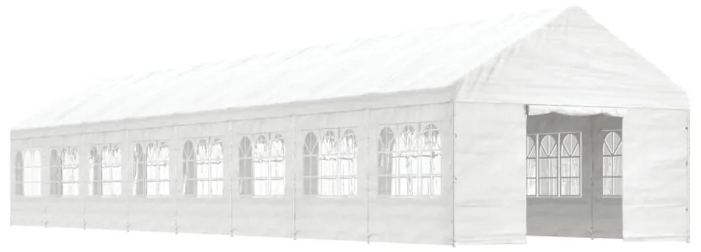 fehér polietilén pavilon tetővel 17,84 x 4,08 x 3,22 m