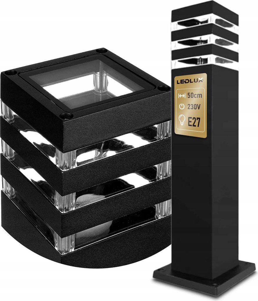 Kerti álló lámpa kerti oszlop LED-hez E27 50cm Dekoratív Fekete