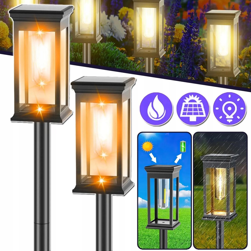 2 Db Napelemes Kerti Lámpa, Kerti Világítás, Volfrám Fény