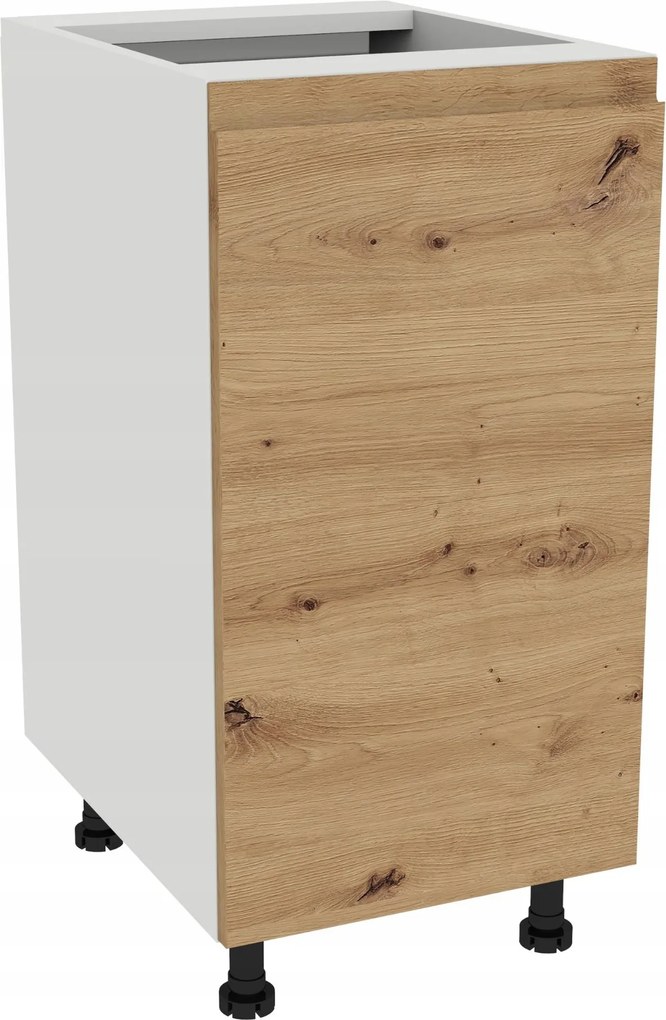 Konyhaszekrény alsó 40 Frezo fehér front fogantyú nélküli tölgy Artisan