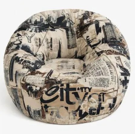 XL beltéri babzsákfotel – retro újság mintás