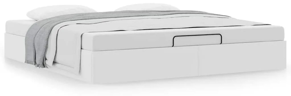 Ottomán ágykeret matrac nélkül fehér 180x200 cm műbőr