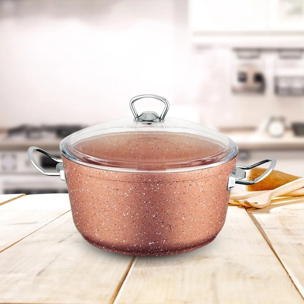 Classic rózsaszín alumínium edény fedővel, ø 26 cm - Güral Porselen