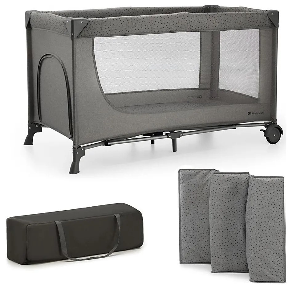 KINDERKRAFT - Utazó kiságy JOY 2 szürke