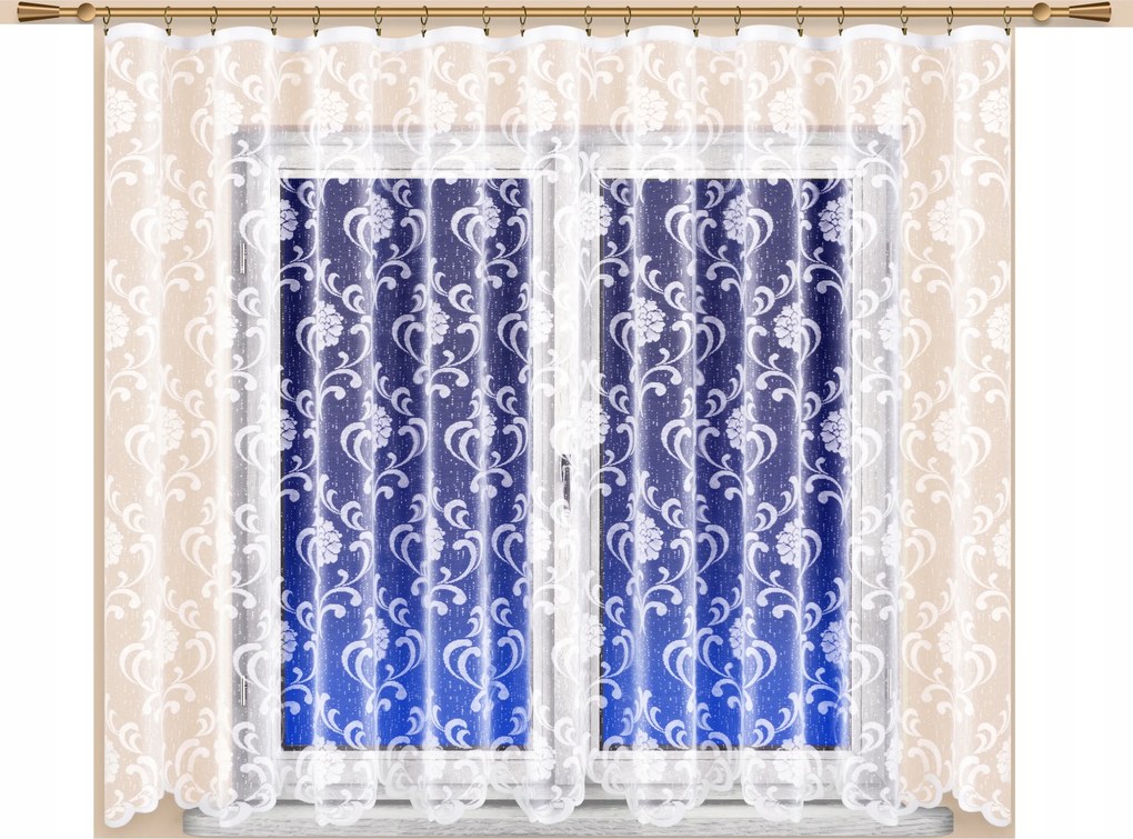 Mg Függöny jacquard 14468 Fehér 350X160 kész szalag