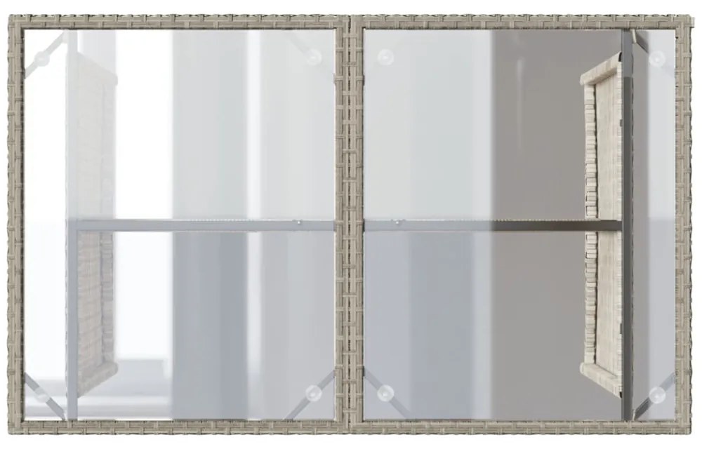 szürke polyrattan üveglapos kerti asztal 110x68x70 cm