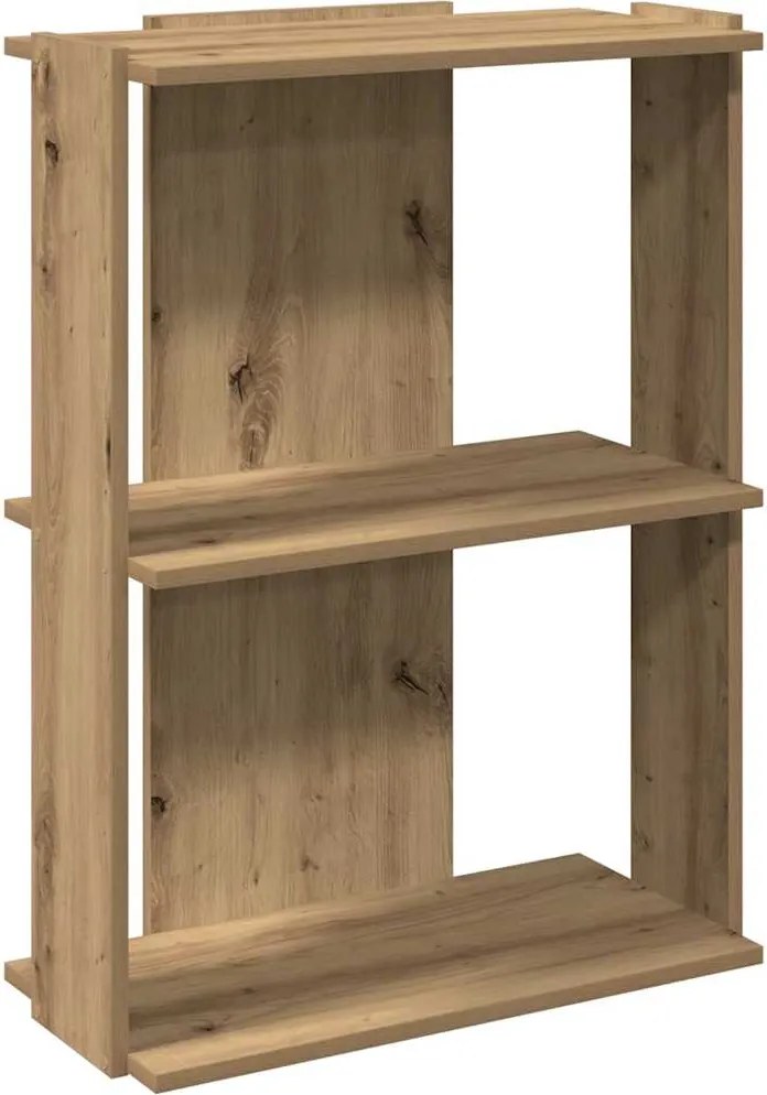 vidaXL 3 szintes kézműves tölgy szerelt fa könyvespolc 60x30x80 cm