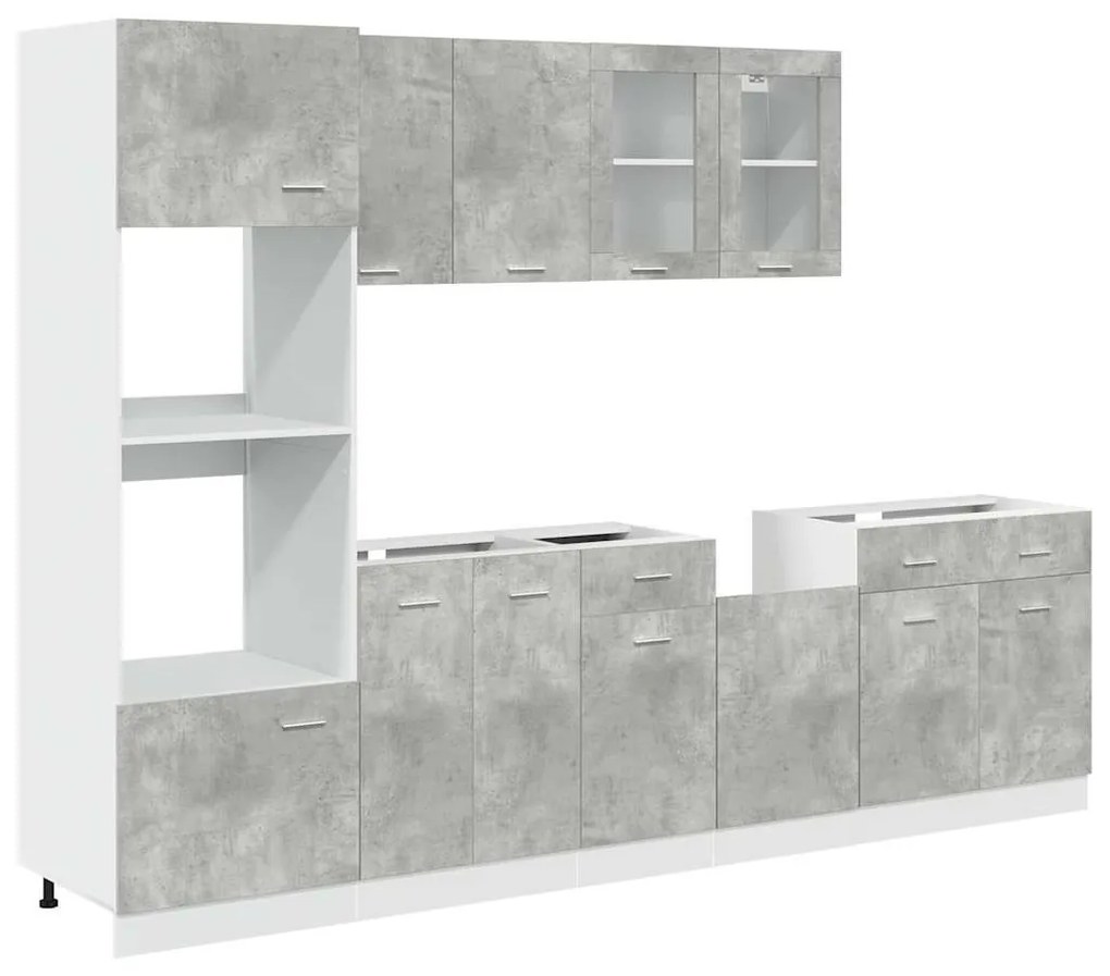 “Lyon” 7 részes betonszürke szerelt fa konyhaszekrény szett