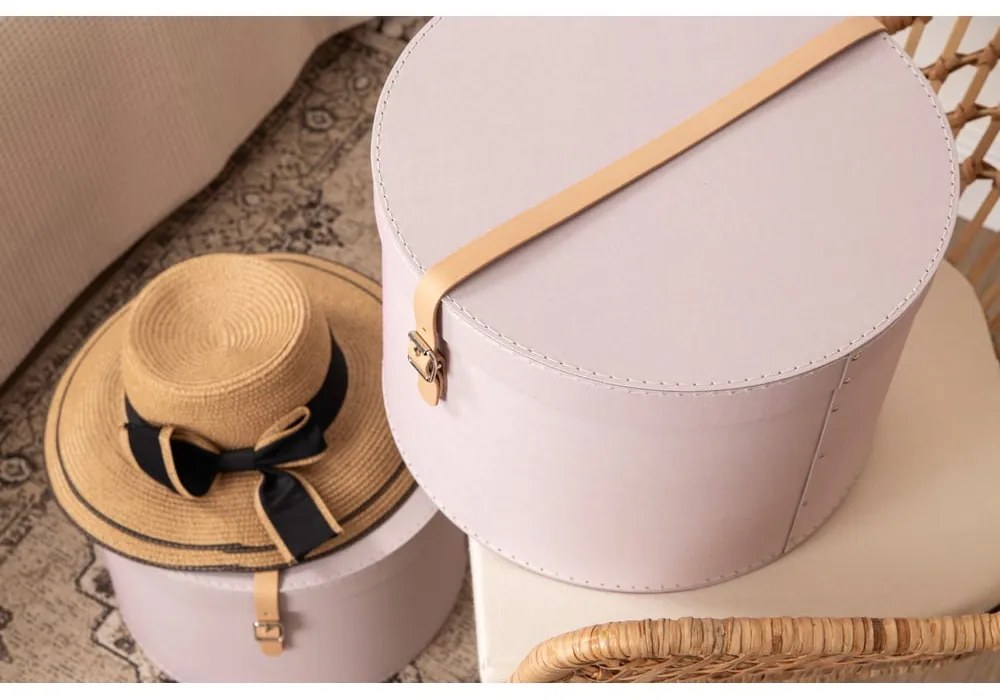 Világos rózsaszín fedeles karton tárolódoboz szett 2 db-os ø 37,5x25 cm Rut Restore Paper Laminate – Bigso