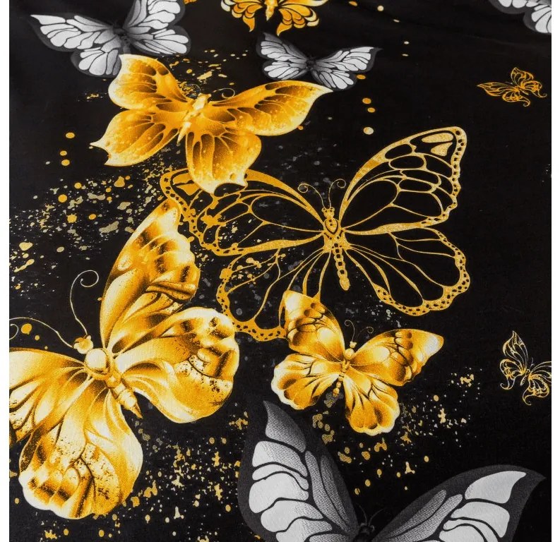 Mikroszálas ágyneműhuzat GOLD BUTTERFLY fekete Ágyneműhuzat mérete: 2 db 70 x 90 cm | 200 x 220 cm