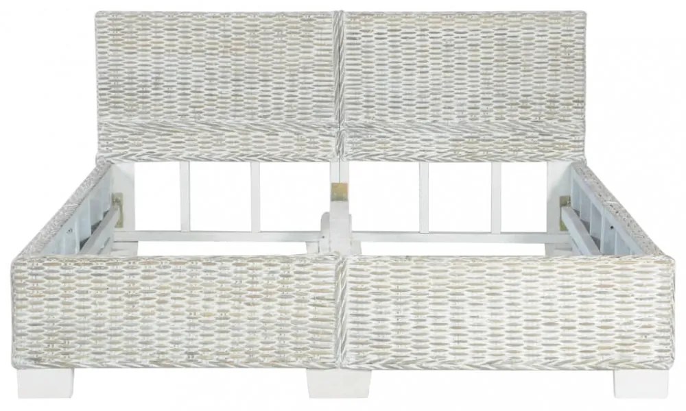 szürke természetes rattan ágykeret 140 x 200 cm