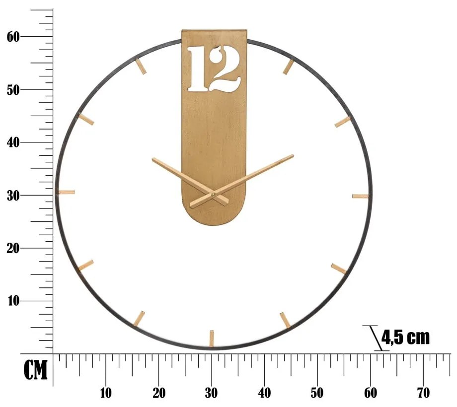Goldy fekete falióra aranyszínű részletekkel, ø 60 cm - Mauro Ferretti