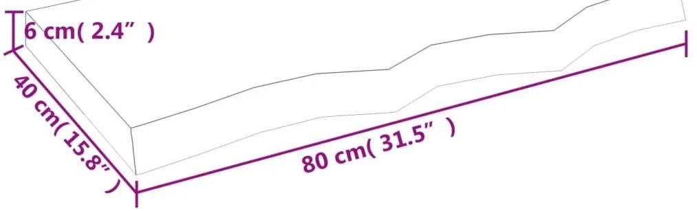 világosbarna kezelt tömör fa fürdőszobai pult 80x40x(2-6) cm