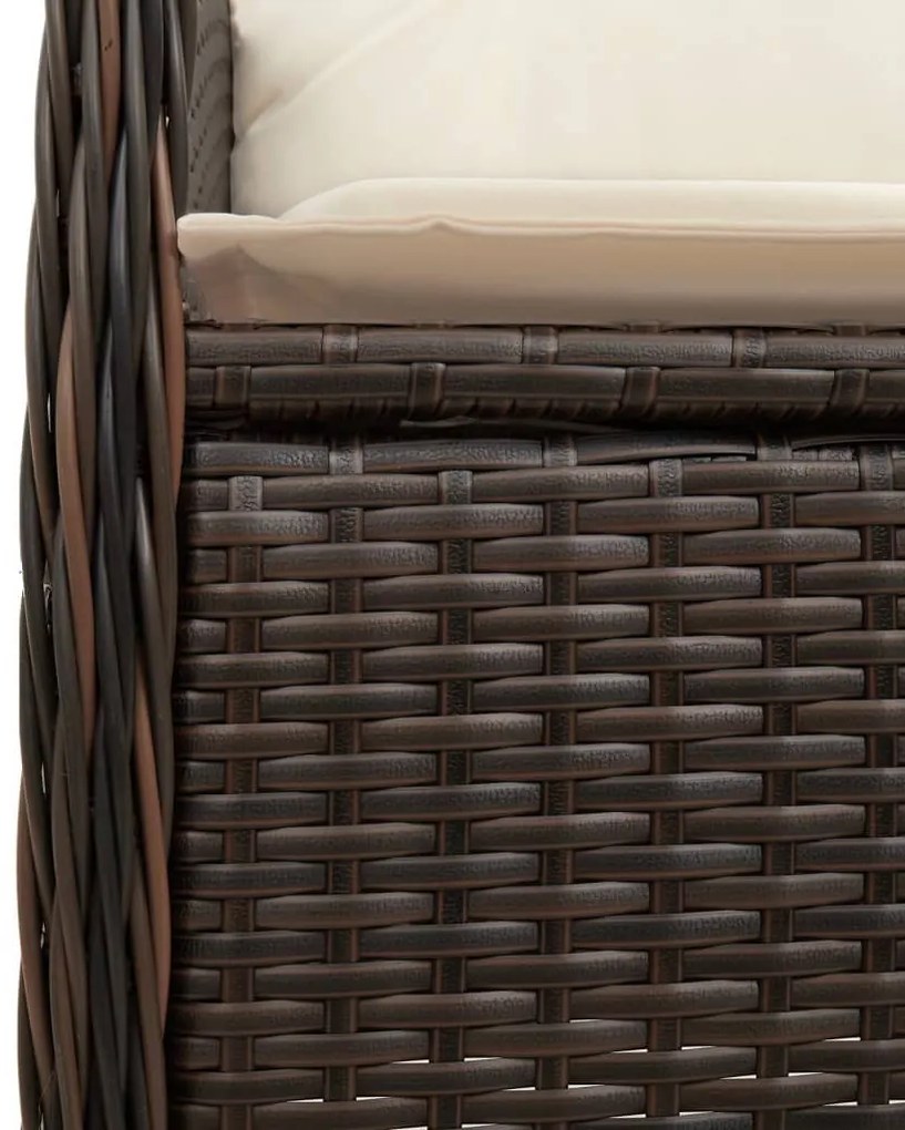 7 részes barna polyrattan kerti bisztrógarnitúra párnákkal
