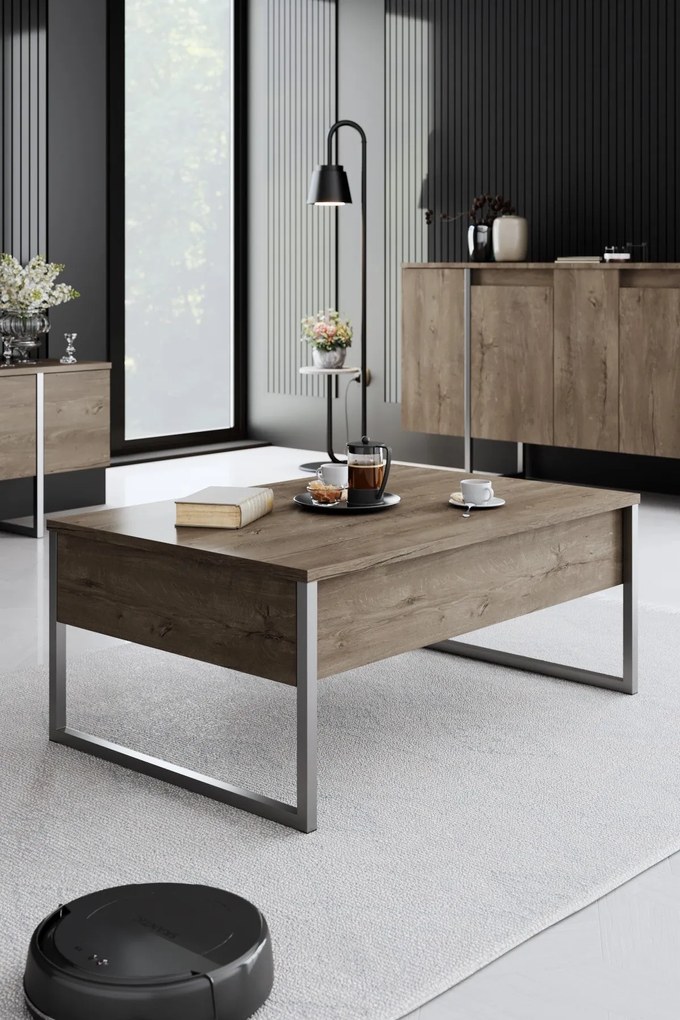 Dohányzóasztal Luxe - Walnut, Silver