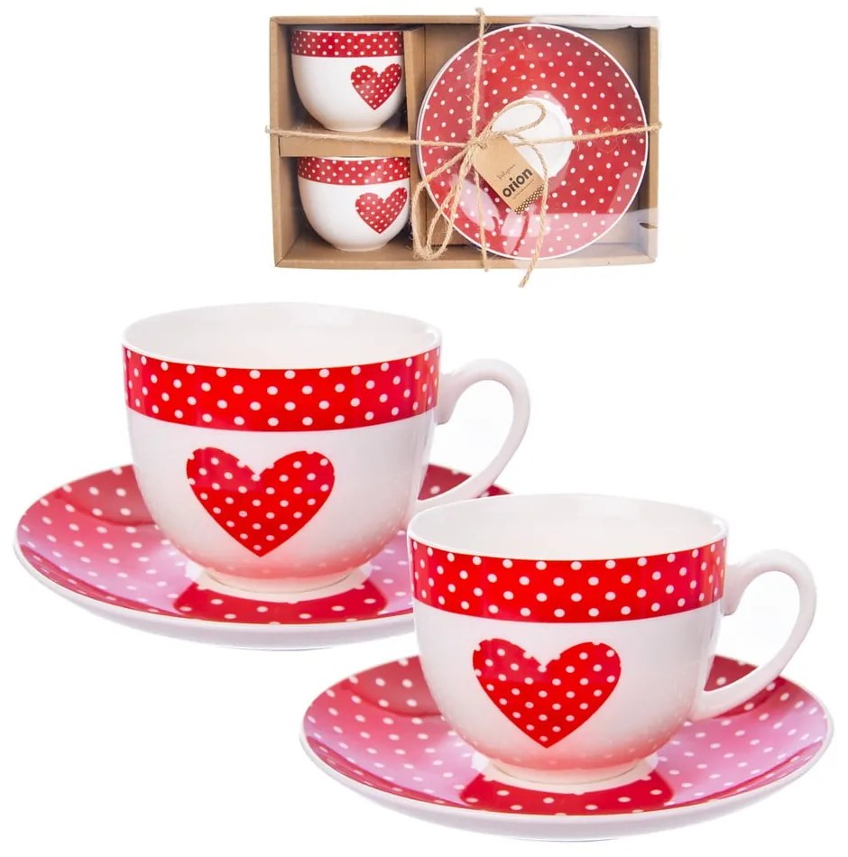 Piros porcelán csésze szett 2 db-os 280 ml – Orion