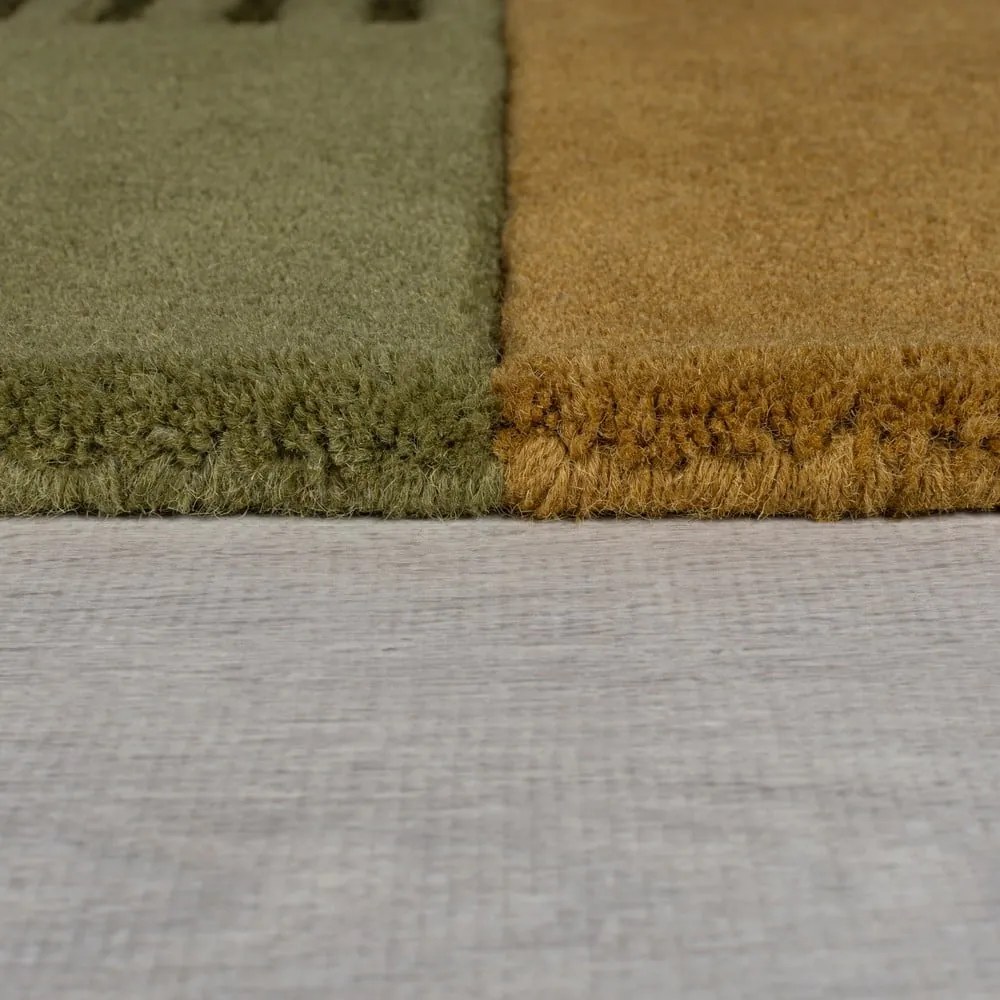 Zöld kézi szövésű gyapjú szőnyeg 120x180 cm Lozenge – Flair Rugs