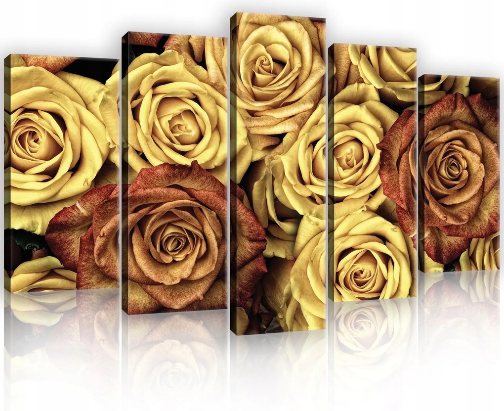 Vászonkép 100x60 Rózsa sárga piros virágok fali dekoráció természet elegancia