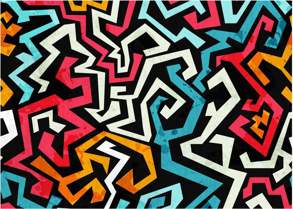 Grafikus absztrakciós kép (üvegen) (70x50 cm)