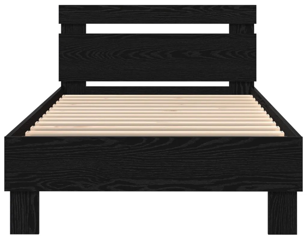 LED világítással ellátott ágykeret Fekete Tölgy 100x200 cm Mérnöki Fa