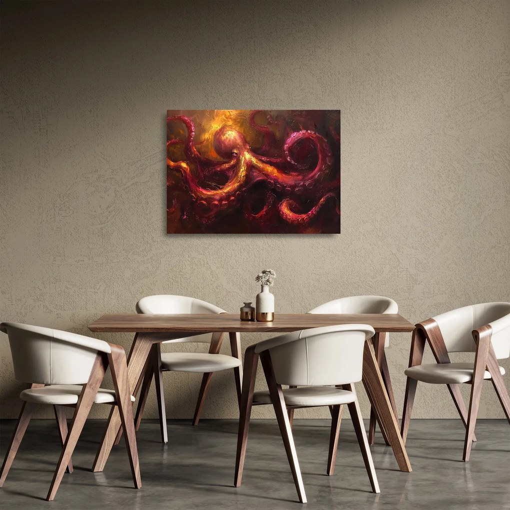 Üveg kép - Polip, olajfestmény (70x50 cm)