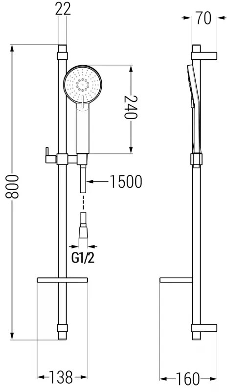 Mexen Pecos DQ40 zuhanygarnitúra, króm - 72704DQ40-00
