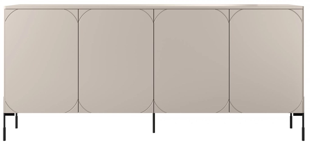 Sonatia komód 200 cm négyajtós - kasmír / fekete lábak