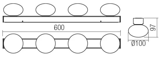 Redo 01-4309 - LED fürdőszobai mennyezeti lámpatest OVUM 4xLED/5W/230V IP44 króm