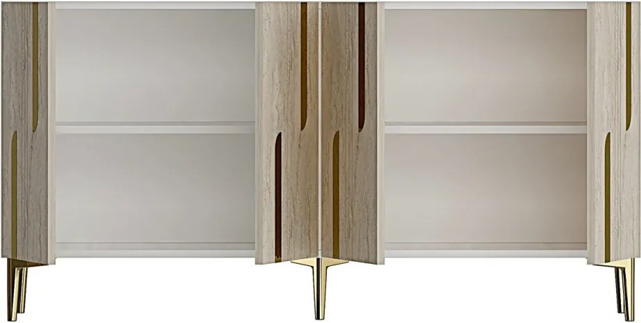 Nota komód, fehér-travertin, 150 cm – TR555CHM1700