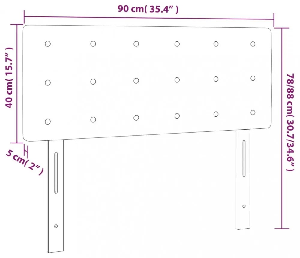 fekete műbőr LED-es fejtámla 90 x 5 x 78/88 cm