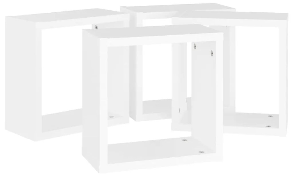4 db fehér fali kockapolc 30 x 15 x 30 cm