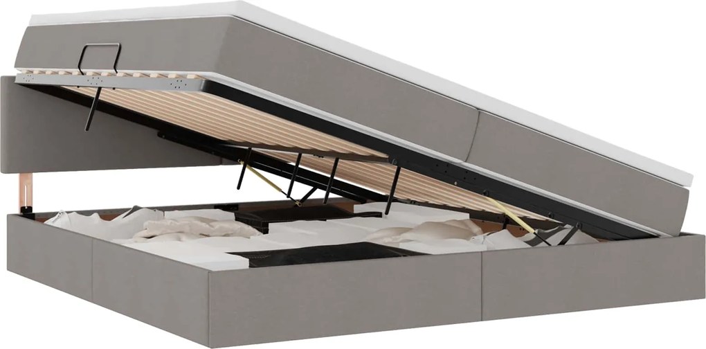 vidaXL Ágy tárolóval és matraccal Tópszínű 200 x 200 cm Faanyag