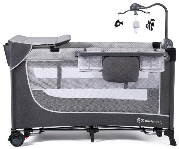 KINDERKRAFT - Utazó kiságy LEODY ezüst